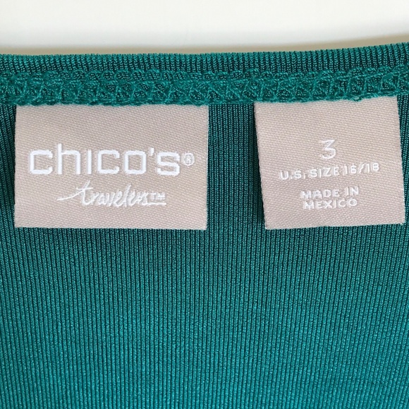 CHICO’S Travelers Flutter Sleeve V Neck Blouse Top Green Teal Size X-Large 16 - Picture 14 of 16